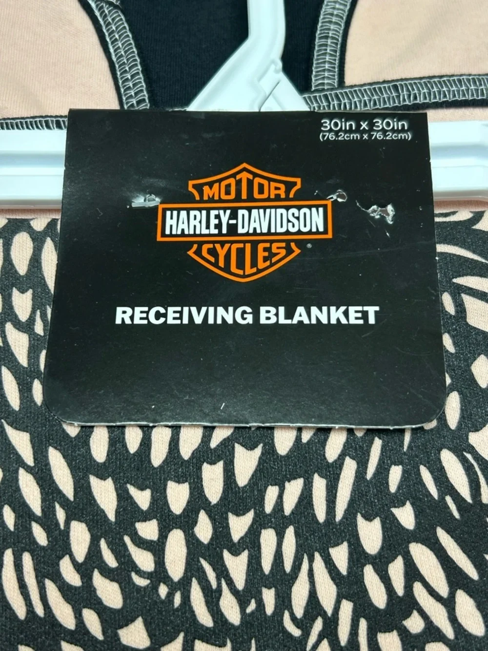 Harley-Davidson Baby Girls' Up-Winged Eagle Receiving Blanket, Dusty Pink/Black